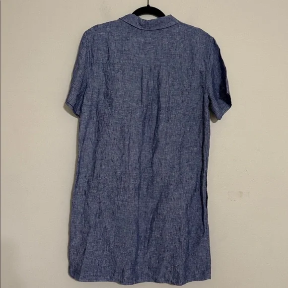 Tahari Casual Blue Button Down Shirt dress chambray linen women L beach vacation - Picture 7 of 8